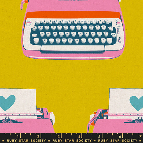 CANVAS Best Day Ever Typewriters in Golden RS0108 17L - Ruby Star Society Sold by the Yard